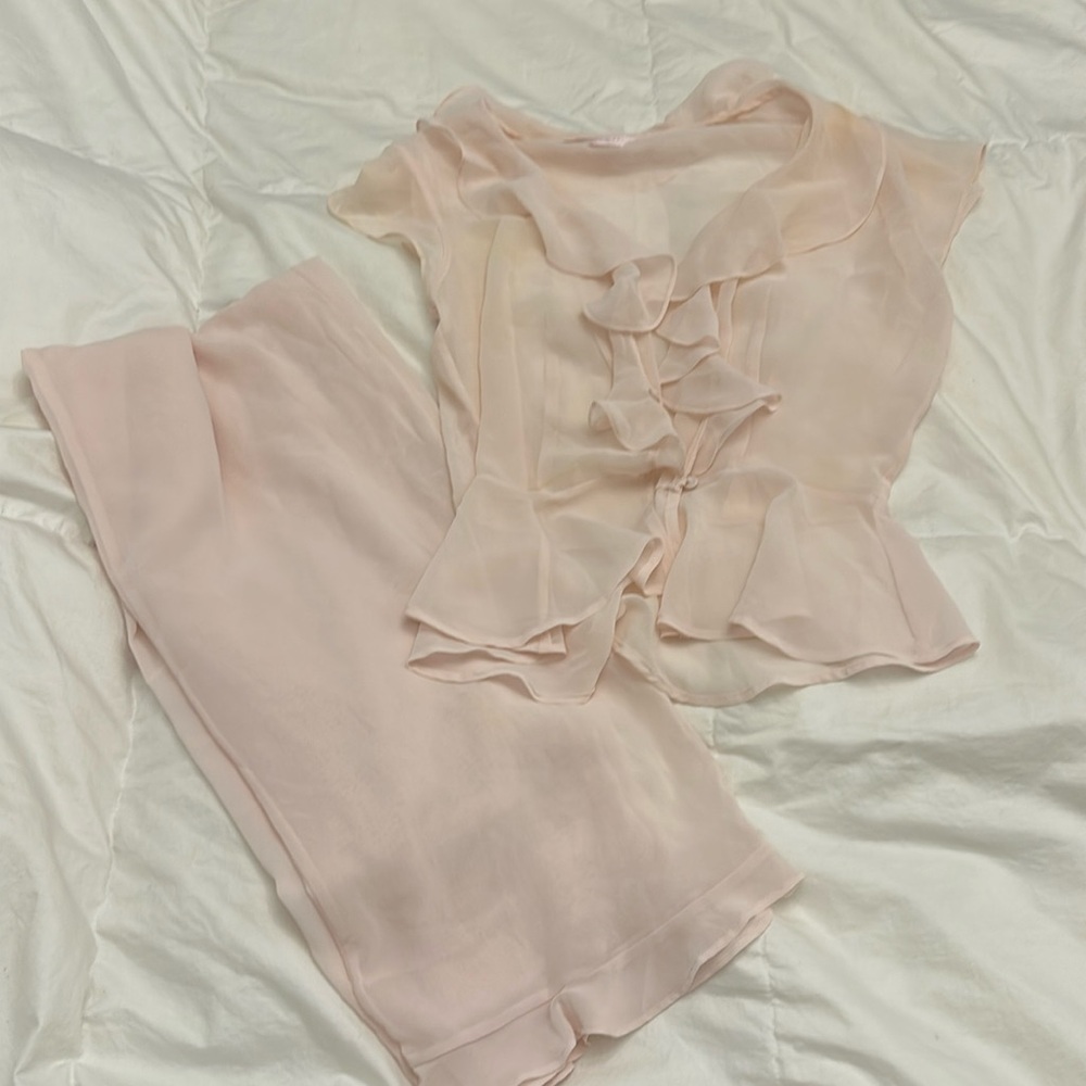 Victoria’s Secret pink ruffle sheer set